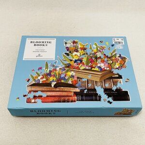 Galison Shaped Puzzle 750pc Jigsaw Blooming Books Bookworm Reader Unique Artwork
